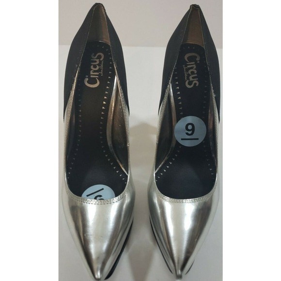 Circus by Sam Edelman~Woman Size 9~ Black/Silver Evening Platform Heel Shoes NEW - Picture 3 of 12